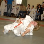 Kevin Wächtler (vorn) vom Judoclub Gornau bezwingt den Freiberger marco Hauschild.